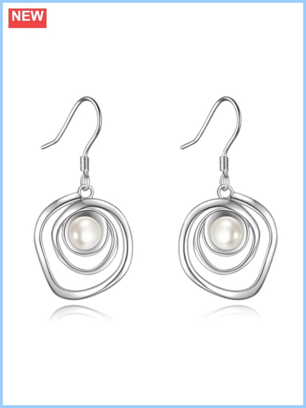 Freshwater Pearl Drop Hoop Earrings Copper Dangle Women Jewelry Gift